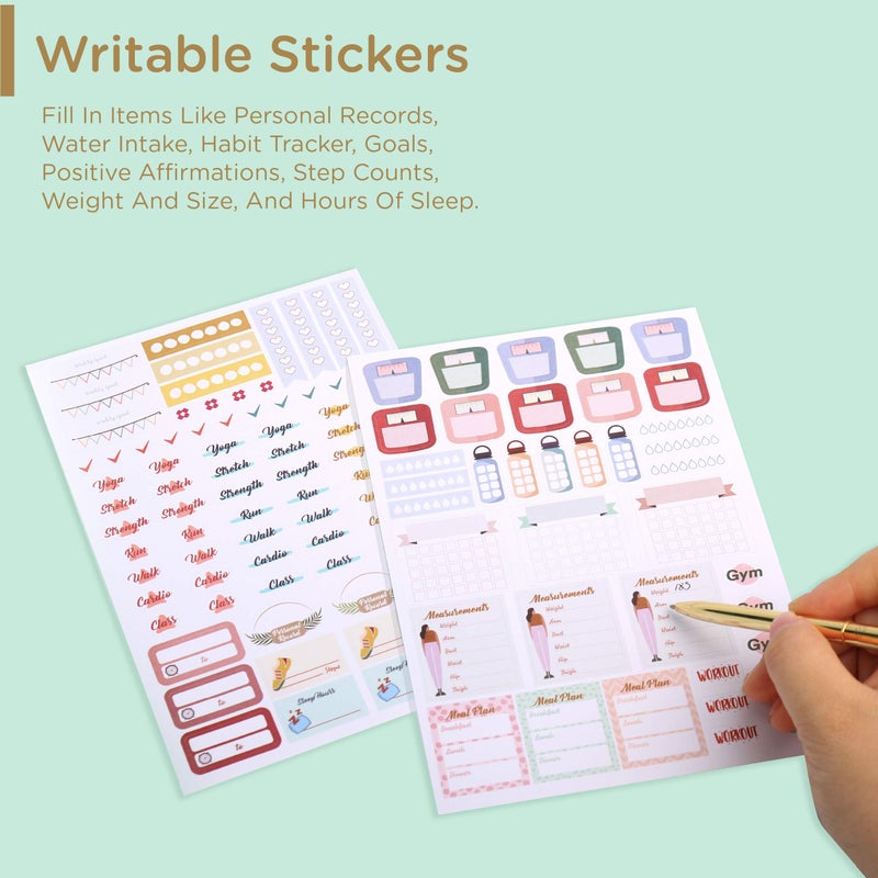 Oriday Health & Wellness, Workout - Set of 366 Stickers, 6 Sheets for Fitness Stickers - Mom, Student, Habit Tracker, for Monthly, Weekly & Daily Planner, Calendar or Journal - Sticker Book for Women - Image 3